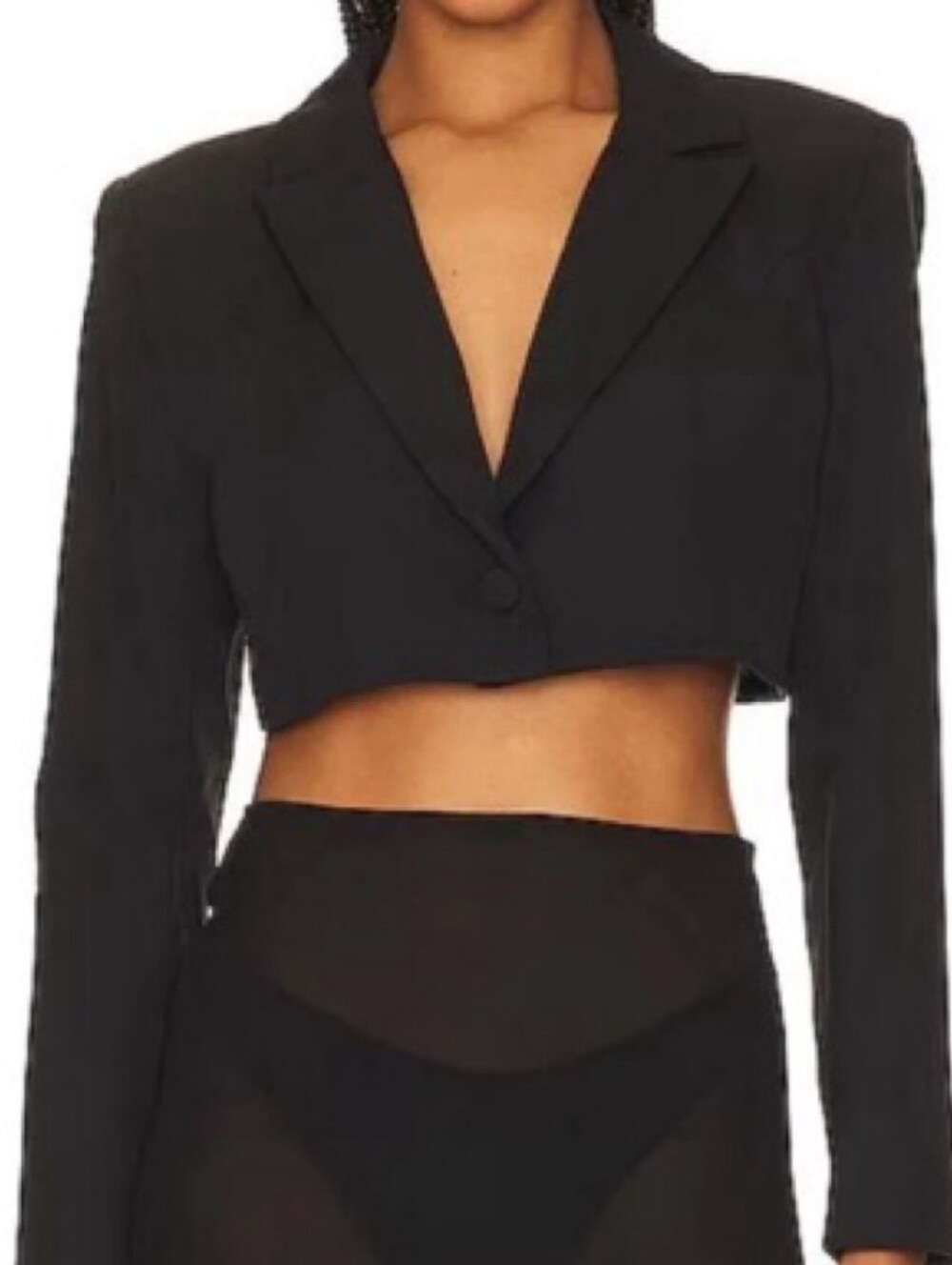 Amanda Uprichard Reggie Single Button Cropped Blazer Black